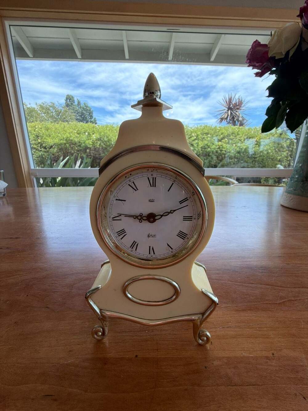 Vintage Reuge Musical Mantel Table Clock Made in Western Germany Works